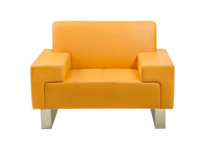 Żółta Fotel Designerska Sofa Jednoosobowa Skórzana Fotel Lounge 1-miejsce siedzące